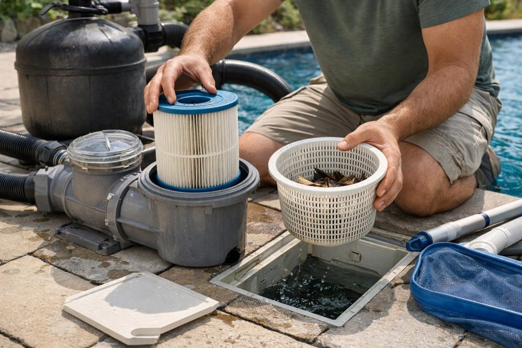 2. Regelmäßige Reinigung von Filter und Skimmer – 5 effektive Tipps zur Poolreinigung: So bleibt Ihr Pool immer sauber!