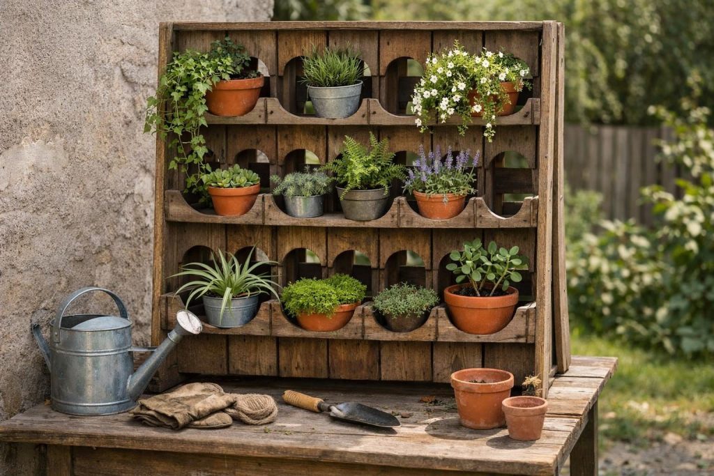 Idee 2: Weinregal als Pflanzenhalter – 5 spannende Upcycling-Ideen mit alten Weinregalen