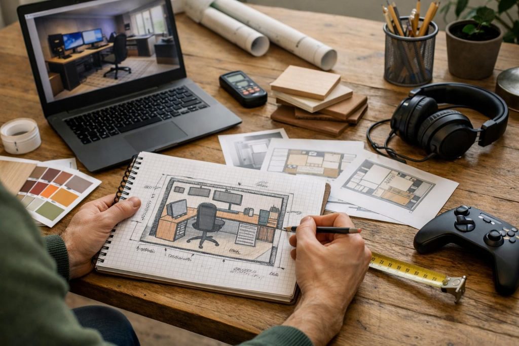 Am Anfang steht der Plan – Platz, Einrichtung und Dekoration – Das eigene Gaming-Zimmer einrichten – von der Planung bis zur Ausführung