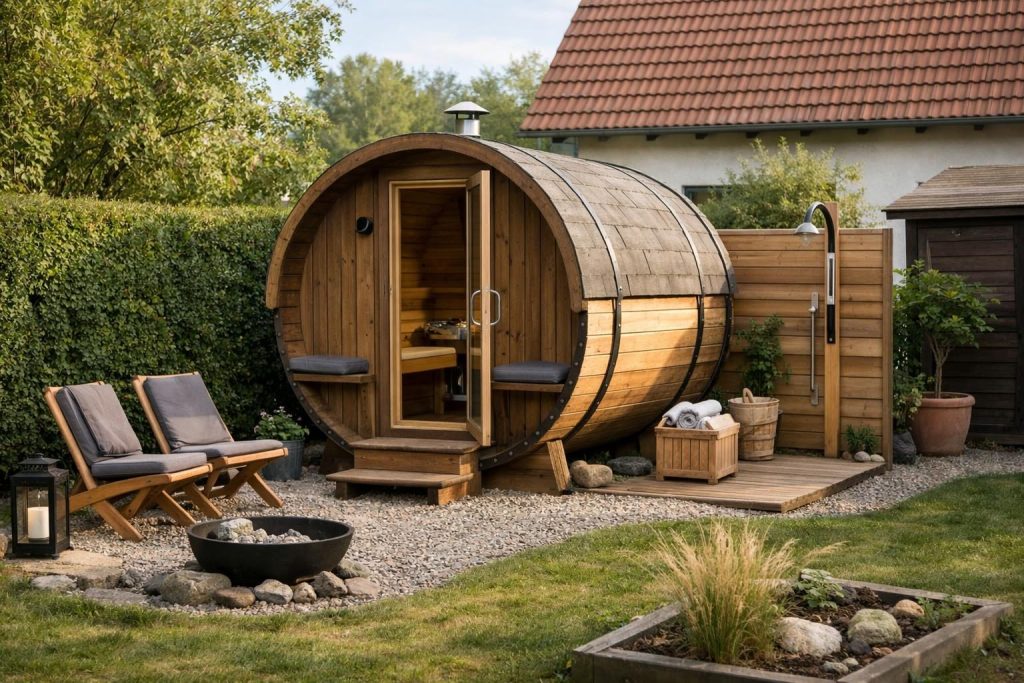 Platzeffizienz und Design: Warum die Fasssauna in jeden Garten passt – Die Vorteile einer Fasssauna für das Heimspa-Erlebnis