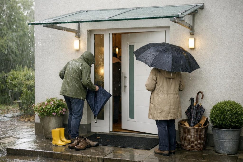 Wetterschutz für Sie und Ihre Gäste – Haustürvordach – Warum man auf eine Überdachung der Haustür nicht verzichten sollte
