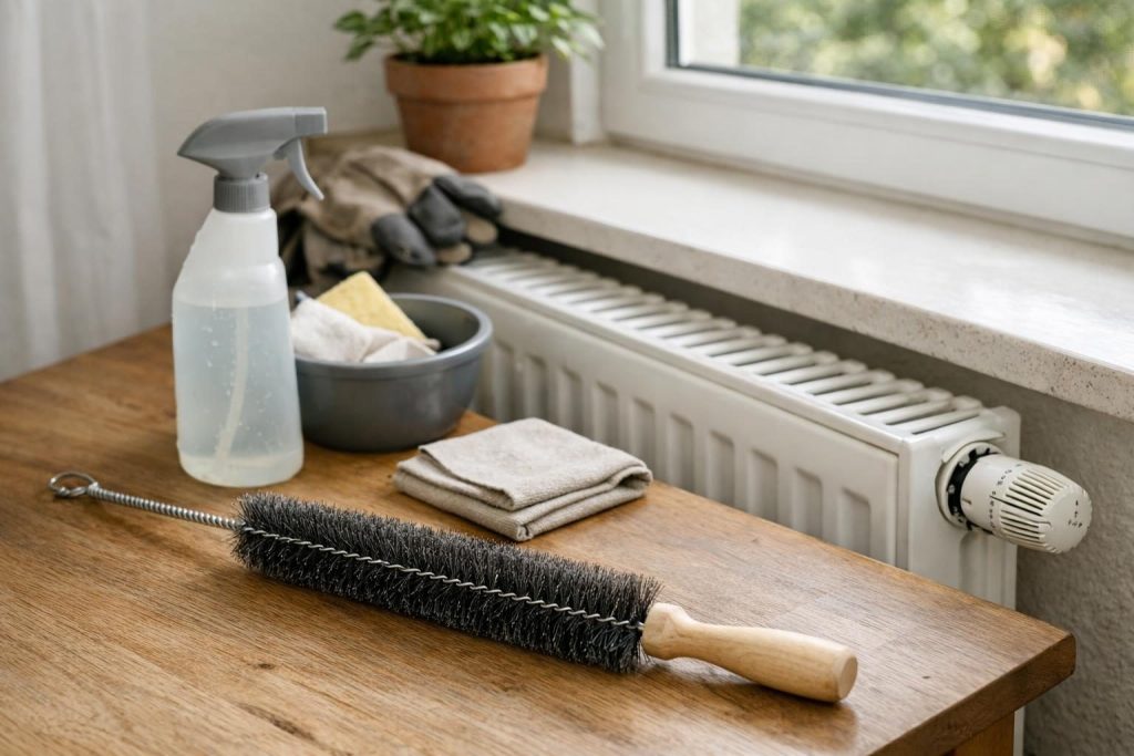Lege eine Heizkörperbürste bereit – Heizkörper reinigen – So geht’s