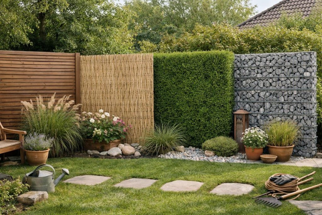 Die vier Klassiker im Vergleich – Natürlicher Sichtschutz im Garten: Materialien, Vorteile und Gestaltungsideen