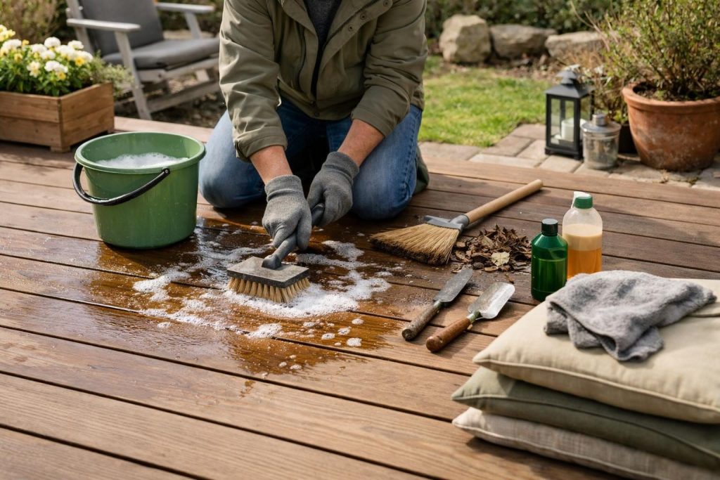 Grundlegende Terrassendielen Pflege im Jahresverlauf – Pflegehinweise für langlebige Terrassendielen