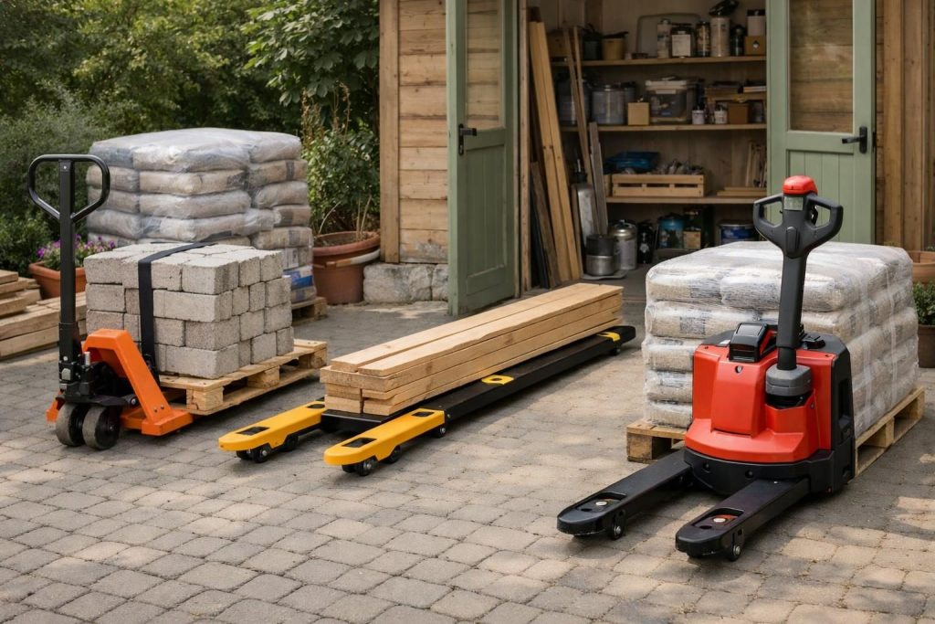 Verschiedene Hubwagen-Typen für unterschiedliche Anforderungen – Schwere Lasten im Baumarkt mit Hubwagen transportieren