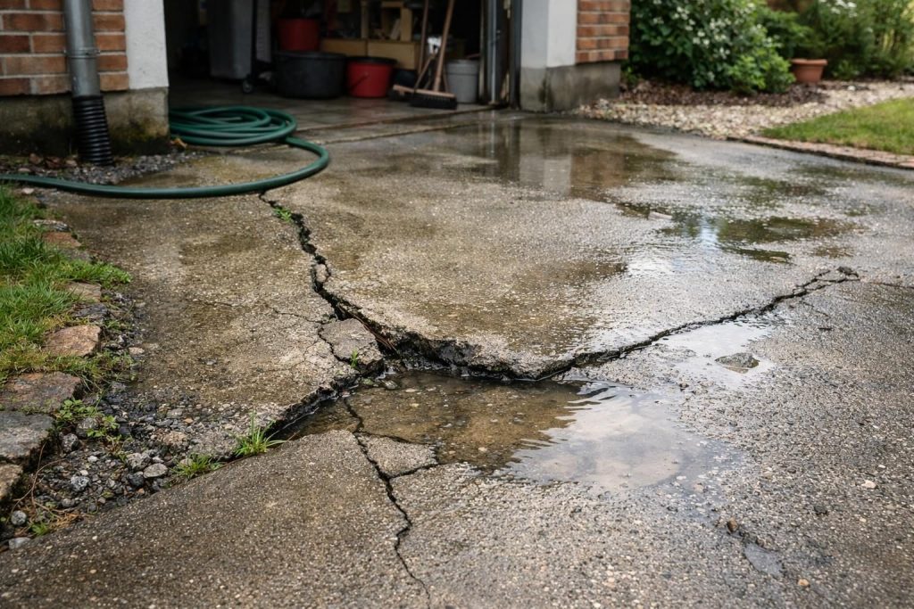 Anzeichen für Wasserschäden in der Auffahrt – Warum Ihre Auffahrt Risse bekommt