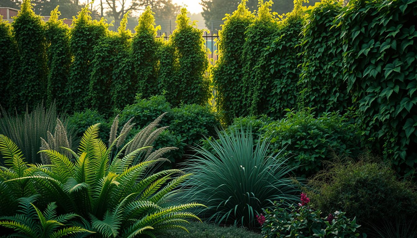 natürlicher Sichtschutz im Garten mit grünen Pflanzen